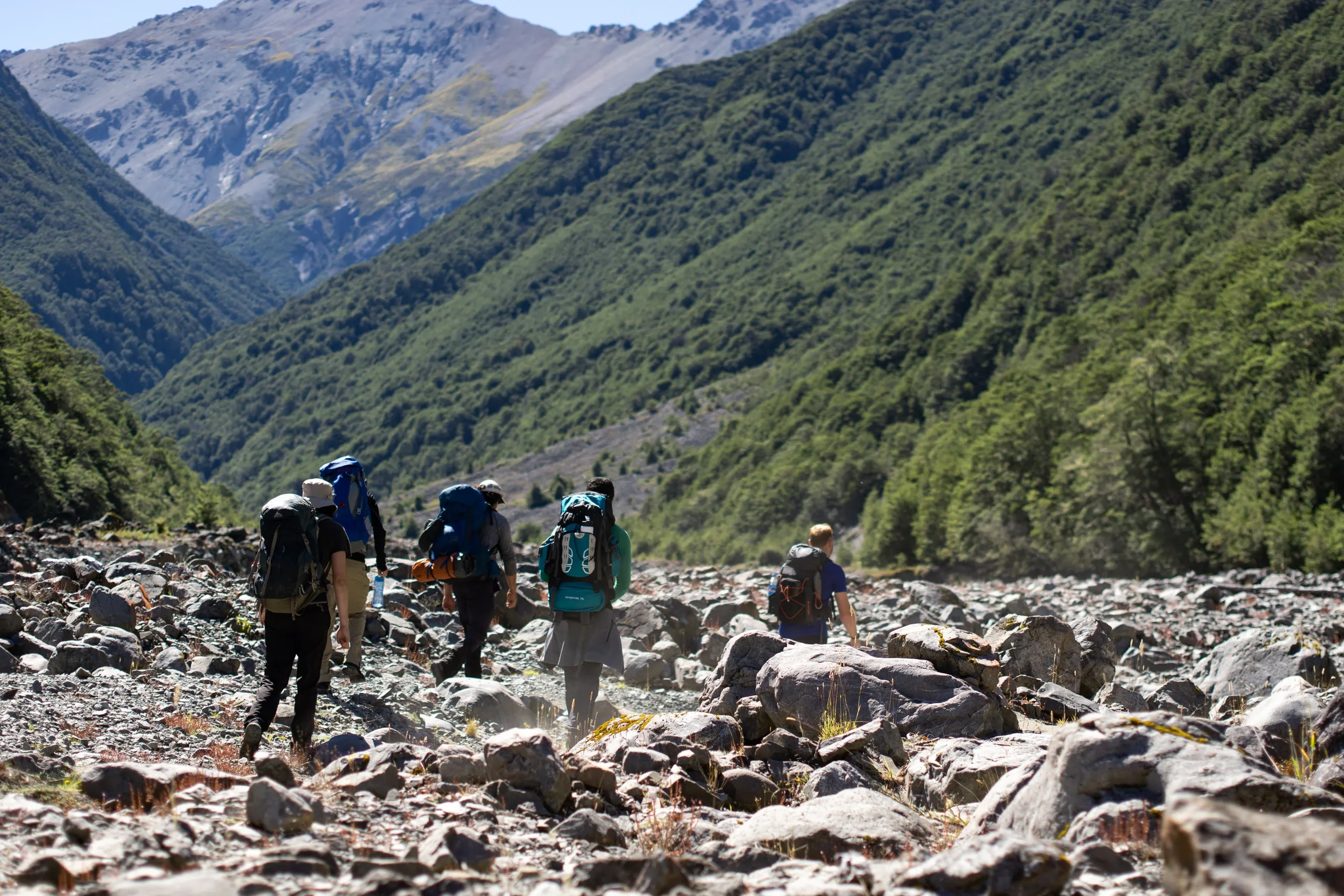 The group heads up Edwards River