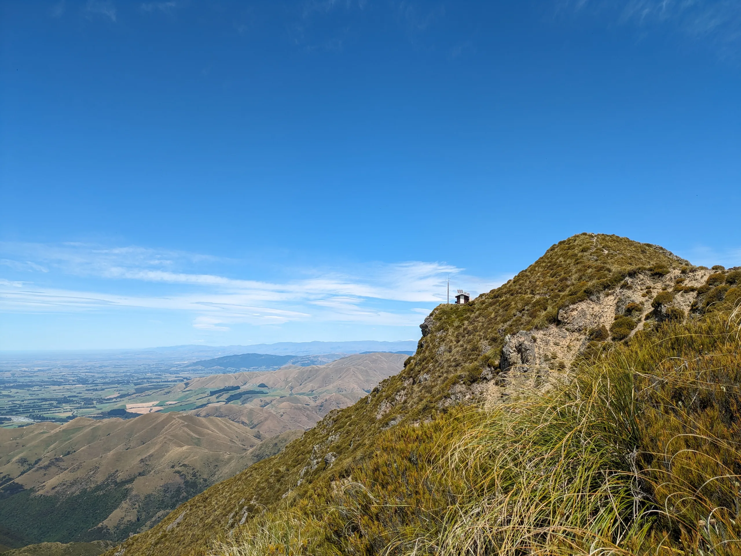 Little Mt Peel summit with shelter just below